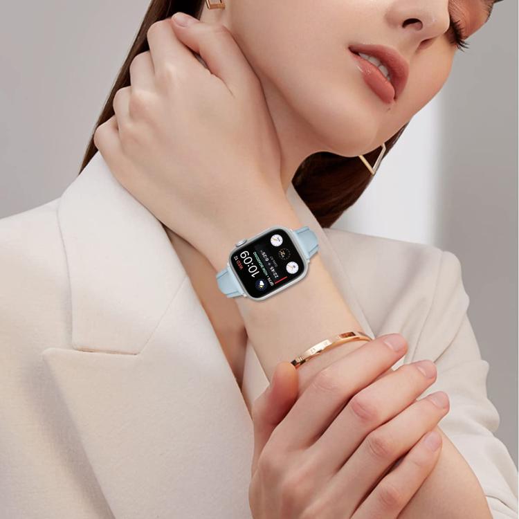 For Apple Watch 46mm / 49mm / 45mm / 44mm Small Waist PU Leather Watch Band(Sky Blue) - Watch Bands by PMC TechLife | Online Shopping South Africa | PMC TechLife | Buy Now Pay Later Mobicred