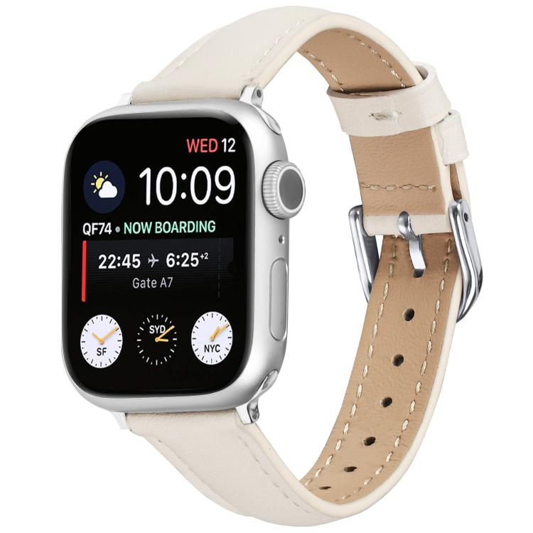 For Apple Watch 46mm / 49mm / 45mm / 44mm Small Waist PU Leather Watch Band(Almond) - Watch Bands by PMC TechLife | Online Shopping South Africa | PMC TechLife | Buy Now Pay Later Mobicred