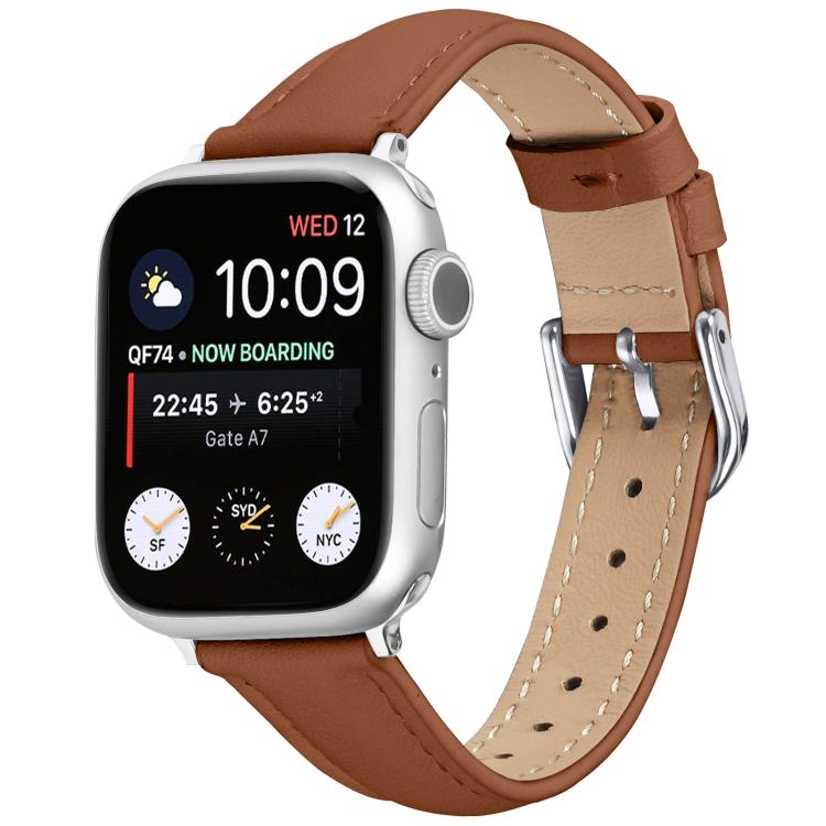 For Apple Watch 46mm / 49mm / 45mm / 44mm Small Waist PU Leather Watch Band(Brown) - Watch Bands by PMC TechLife | Online Shopping South Africa | PMC TechLife | Buy Now Pay Later Mobicred