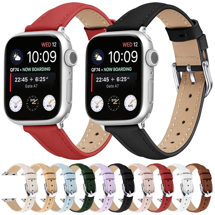 For Apple Watch 42mm / 41mm / 40mm / 38mm Small Waist PU Leather Watch Band(Pine Green) - Watch Bands by PMC TechLife | Online Shopping South Africa | PMC TechLife | Buy Now Pay Later Mobicred
