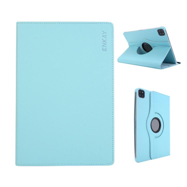 For iPad Pro 13 2024 ENKAY 360 Degree Rotation Litchi Leather Smart Tablet Case(Light Blue) - free shipping - PMc TechLife - Order now!