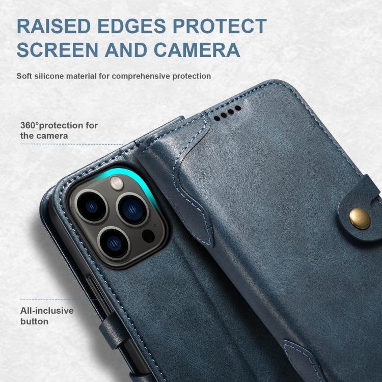 For iPhone 16e Suteni Q-03 Oil Wax Magnetic Clasp Leather Phone Case(Blue) - free shipping - PMc TechLife - Order now!