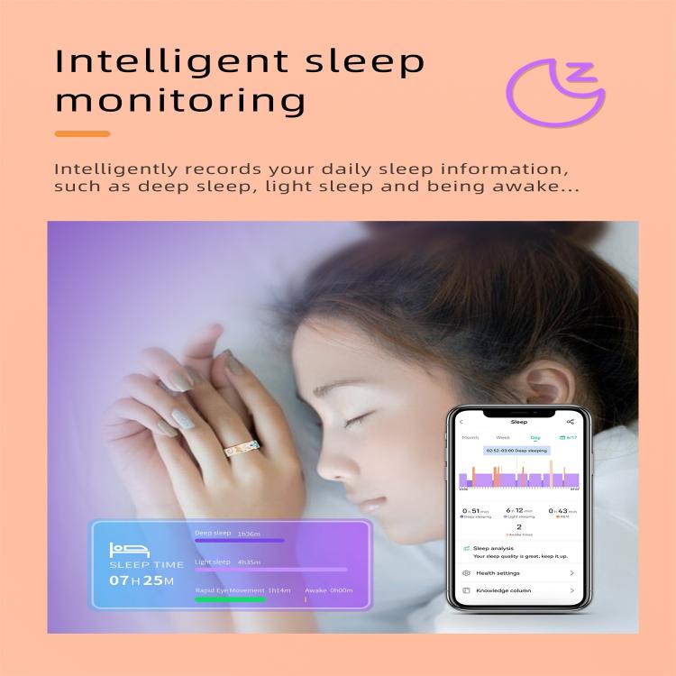 R18 SIZE 9 Smart Ring, Support Heart Rate / Blood Oxygen / Sleep / Care For Faimilies(Rose Gold) - free shipping - PMC TechLife - Order now!