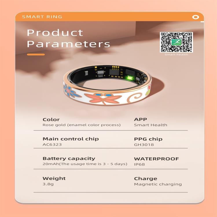 R18 SIZE 13 Smart Ring, Support Heart Rate / Blood Oxygen / Sleep / Care For Faimilies(Rose Gold) - free shipping - PMC TechLife - Order now!