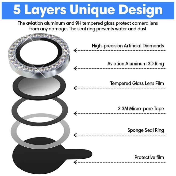 For iPhone 17 Pro Max Kalebol Individual Camera Lens Diamond Ring Protector(Silver) - iPhone 17 Pro Max Tempered Glass by Kalebol | Online Shopping South Africa | PMC TechLife | Buy Now Pay Later Mobicred