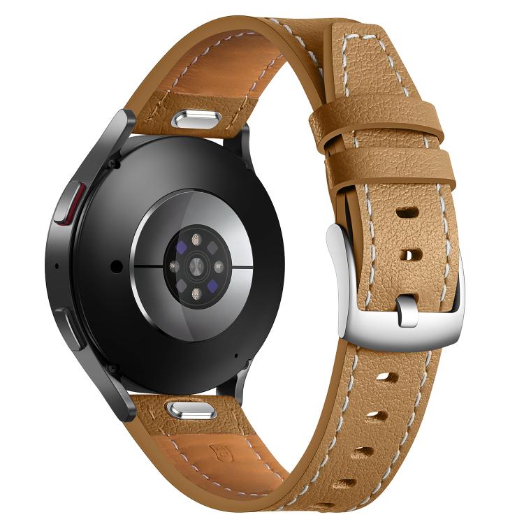 18mm Push Button Silver Steel Buckle Genuine Leather Watch Band(Yellow Brown) - free shipping - PMC TechLife - Order now!