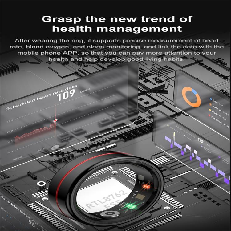 R04 SIZE 13 Smart Ring, Support Heart Rate / Blood Oxygen / Sleep Monitoring / Take Photos(Black) - free shipping - PMC TechLife - Order now!