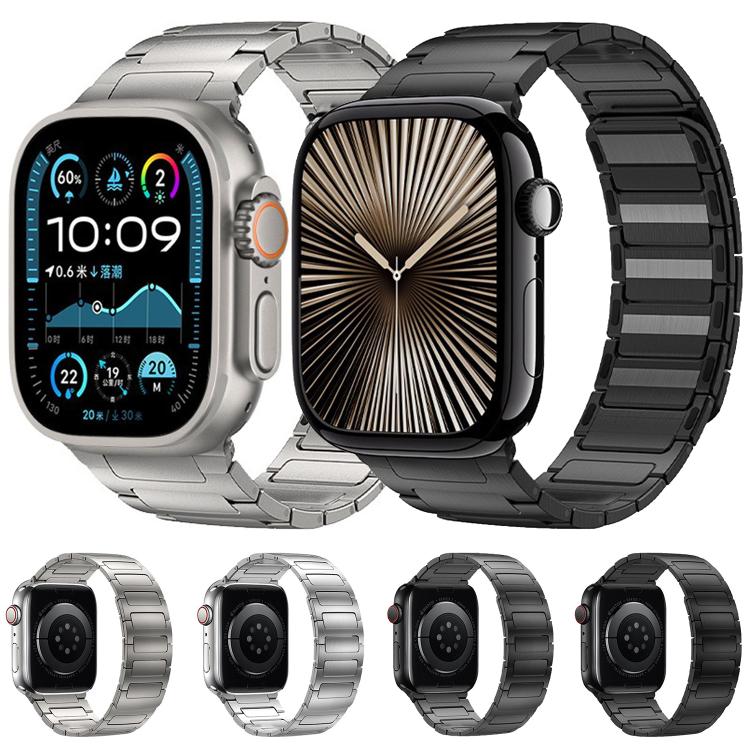 For Apple Watch 42mm / 41mm / 40mm / 38mm I-Beam Magnetic Stainless Steel Strap(Black) - free shipping - PMC TechLife - Order now!
