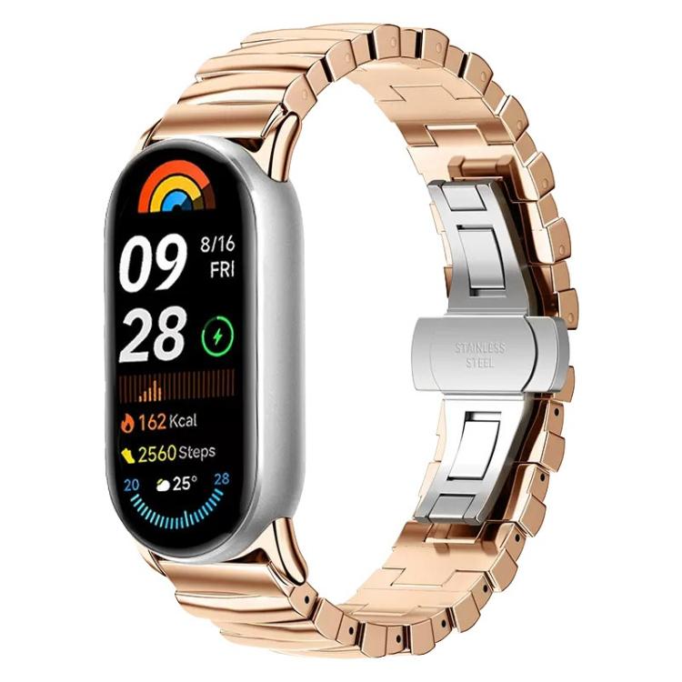 For Xiaomi Smart Band 9 / 8 Irregular Butterfly Buckle Metal Stainless Steel Watch Band(Rose Gold) - free shipping - PMC TechLife - Order now!