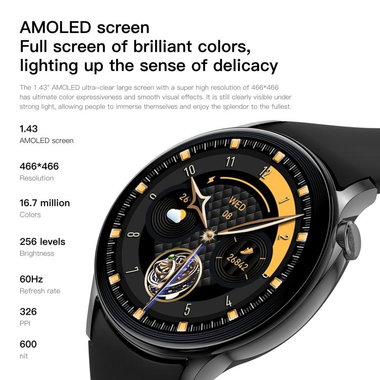 Sense 6 1.43 AMOLED Screen IP68 Waterproof Bluetooth Call Smartwatch Supports Health Monitoring(Pink) - free shipping - PMC TechLife - Order now!