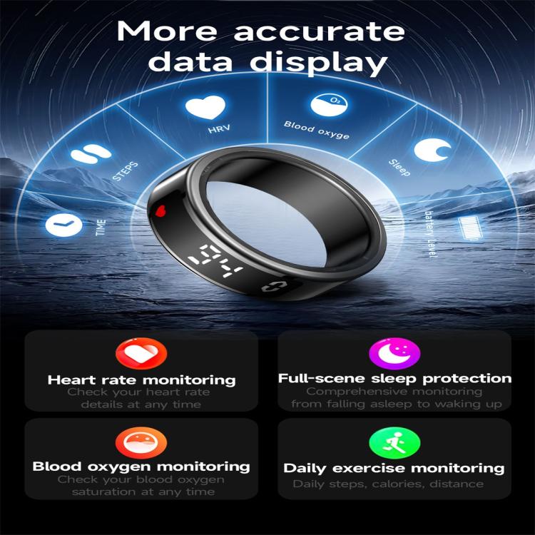 SY01 SIZE 9 Smart Ring, Support Heart Rate / Blood Oxygen / Sleep Monitoring / Multiple Sport Modes(Silver) - free shipping - PMC TechLife - Order now!