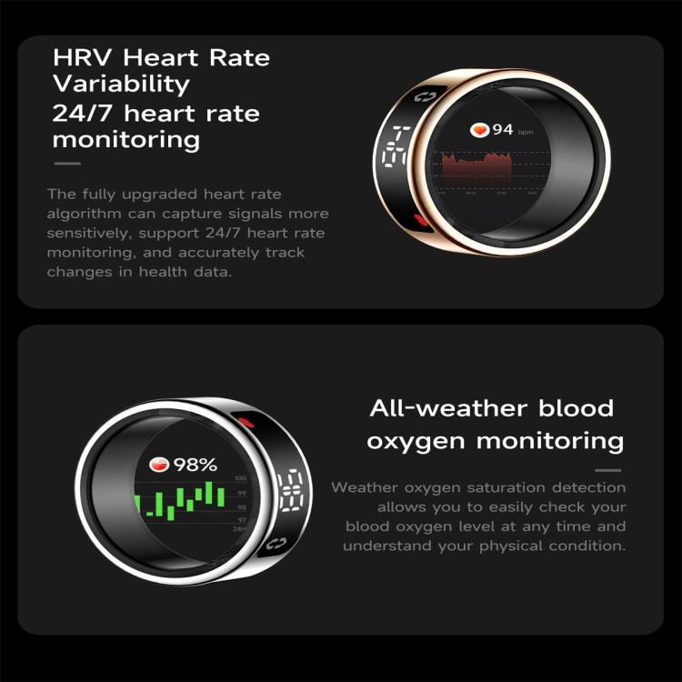 SY01 SIZE 13 Smart Ring, Support Heart Rate / Blood Oxygen / Sleep Monitoring / Multiple Sport Modes(Black) - free shipping - PMC TechLife - Order now!