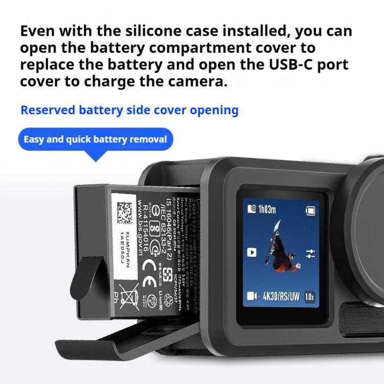 For DJI Action 5 Pro / 4 / 3 Soft Silicone Shockproof Protective Case Cover with Lens Cap(Black) - free shipping - PMC TechLife - Order now!
