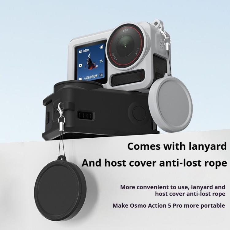 For DJI Action 5 Pro / 4 / 3 Soft Silicone Shockproof Protective Case Cover with Lens Cap(Black) - free shipping - PMC TechLife - Order now!