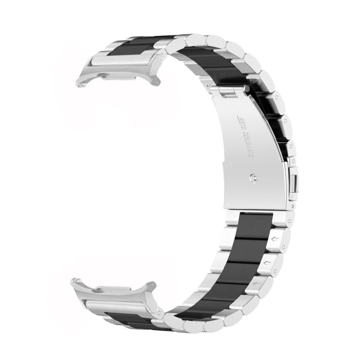 For Samsung Galaxy Watch 8 40 / 44mm Three Beads Stainless Steel Watch Band with Removal Tool(Silver Black) - free shipping - PMC TechLife - Order now!