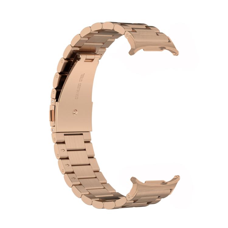For Samsung Galaxy Watch 8 40 / 44mm Three Beads Stainless Steel Watch Band with Removal Tool(Rose Gold) - free shipping - PMC TechLife - Order now!