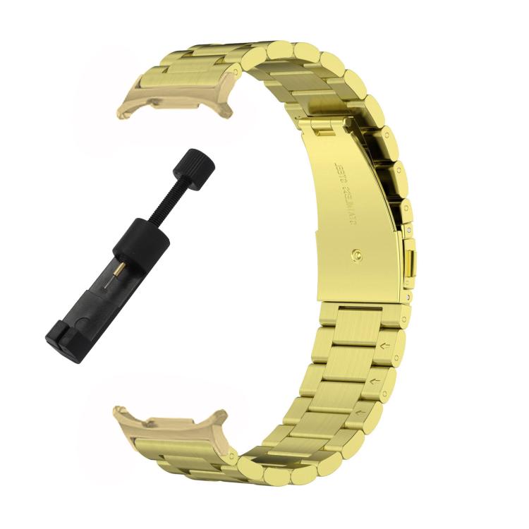 For Samsung Galaxy Watch 8 40 / 44mm Three Beads Stainless Steel Watch Band with Removal Tool(Gold) - free shipping - PMC TechLife - Order now!