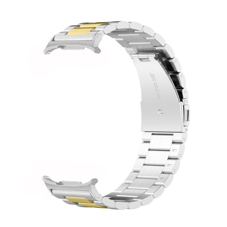 For Samsung Galaxy Watch 8 40 / 44mm Three Beads Stainless Steel Watch Band with Removal Tool(Silver Gold) - free shipping - PMC TechLife - Order now!