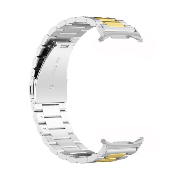 For Samsung Galaxy Watch 8 40 / 44mm Three Beads Stainless Steel Watch Band with Removal Tool(Silver Gold) - free shipping - PMC TechLife - Order now!