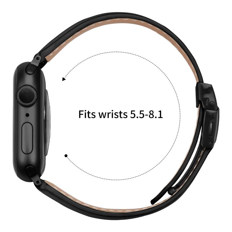 For Apple Watch 46mm / 49mm / 45mm / 44mm Lychee Texture Black Turtle Back Buckle Leather Watch Band(Black) - Watch Bands by PMC TechLife | Online Shopping South Africa | PMC TechLife | Buy Now Pay Later Mobicred
