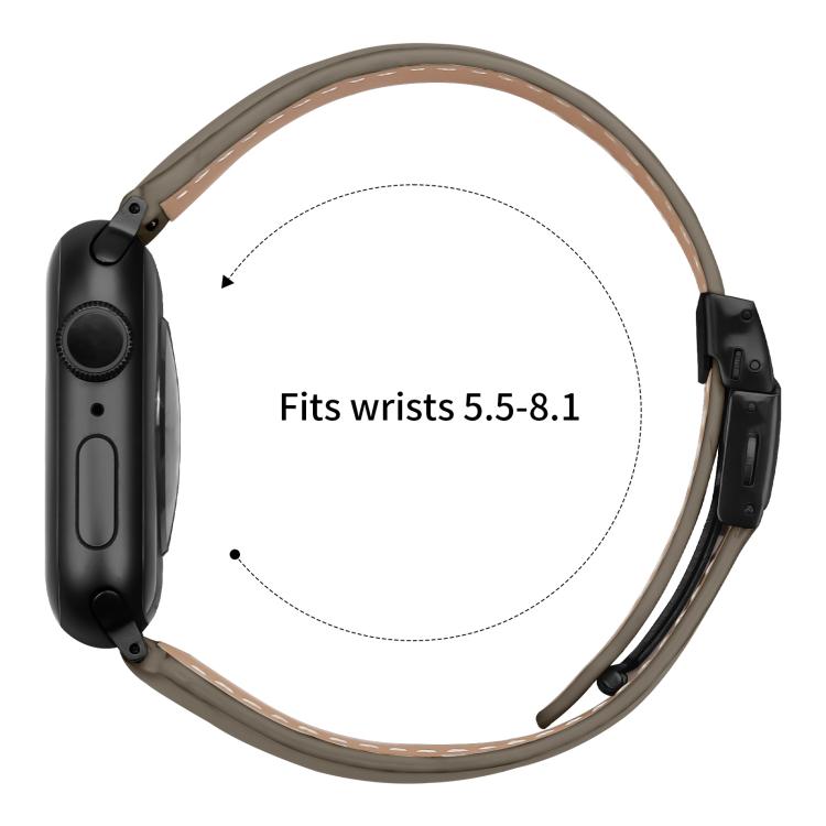 For Apple Watch 46mm / 49mm / 45mm / 44mm Lychee Texture Black Turtle Back Buckle Leather Watch Band(Gray) - Watch Bands by PMC TechLife | Online Shopping South Africa | PMC TechLife | Buy Now Pay Later Mobicred