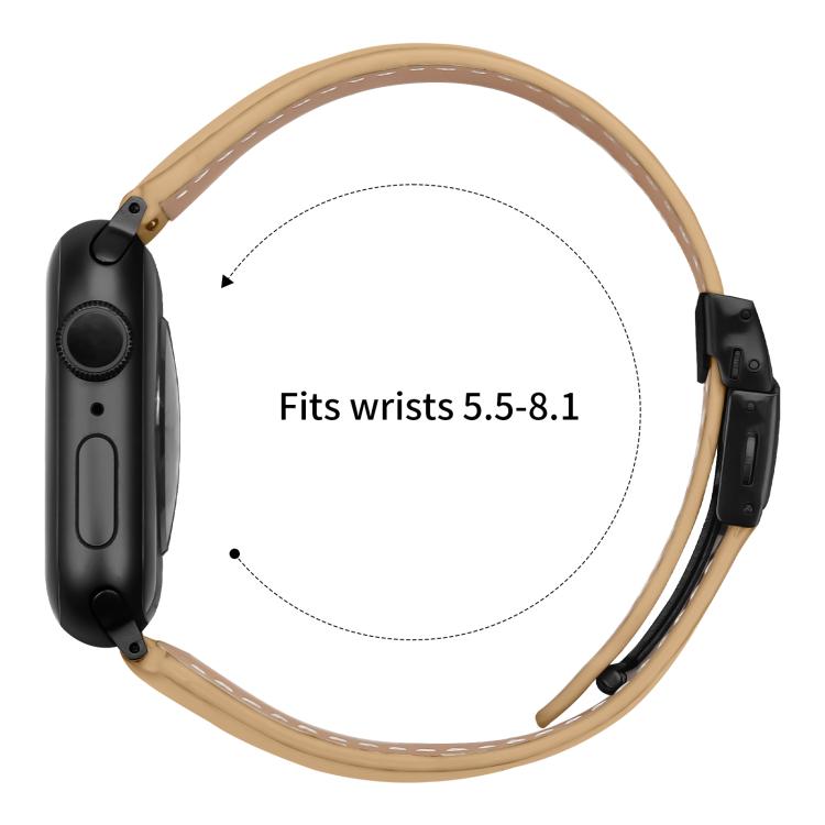 For Apple Watch 46mm / 49mm / 45mm / 44mm Lychee Texture Black Turtle Back Buckle Leather Watch Band(Camel) - Watch Bands by PMC TechLife | Online Shopping South Africa | PMC TechLife | Buy Now Pay Later Mobicred