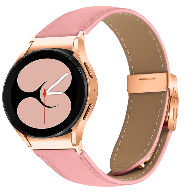 For Samsung Galaxy Watch 7 40 / 44mm Lychee Texture Rose Gold Turtle Back Buckle Leather Watch Band(Pink) - free shipping - PMC TechLife - Order now!
