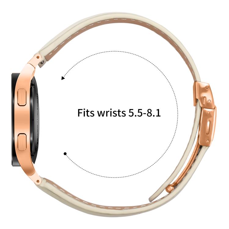 For Samsung Galaxy Watch 7 40 / 44mm Lychee Texture Rose Gold Turtle Back Buckle Leather Watch Band(Creamy White) - free shipping - PMC TechLife - Order now!