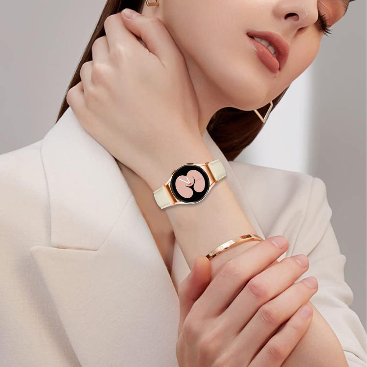 For Samsung Galaxy Watch 7 40 / 44mm Lychee Texture Rose Gold Turtle Back Buckle Leather Watch Band(Gray) - free shipping - PMC TechLife - Order now!