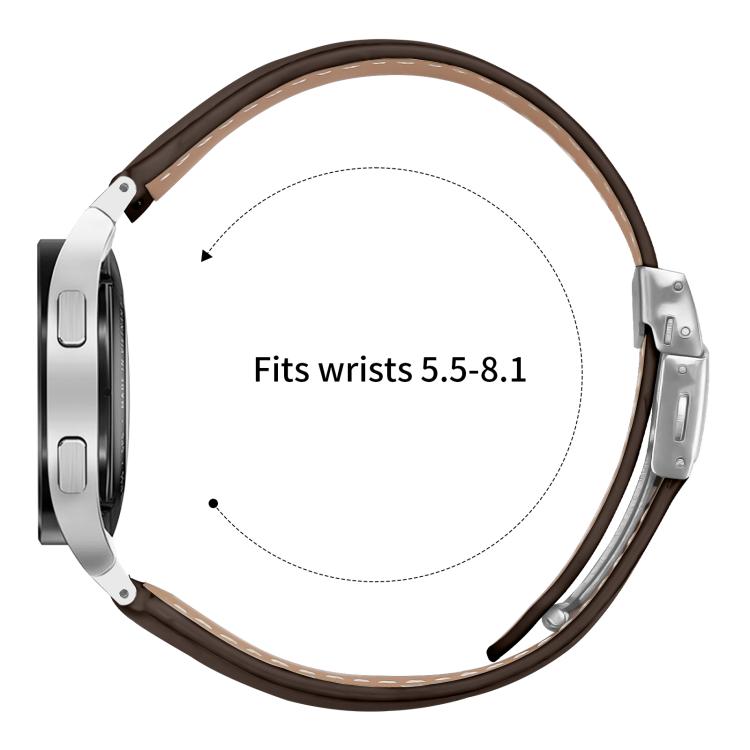 For Samsung Galaxy Watch 7 40 / 44mm Lychee Texture Silver Turtle Back Buckle Leather Watch Band(Coffee Color) - free shipping - PMC TechLife - Order now!