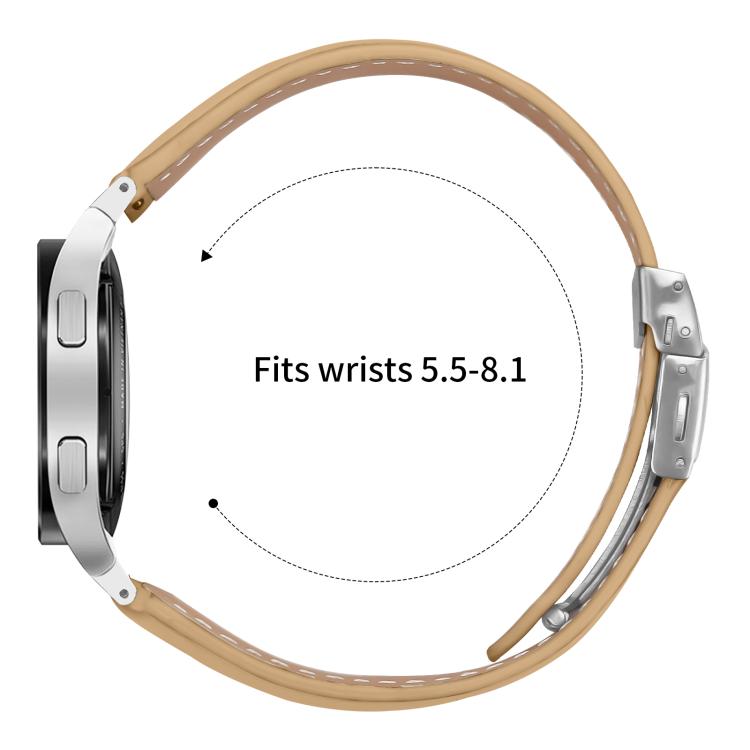 For Samsung Galaxy Watch 7 40 / 44mm Lychee Texture Silver Turtle Back Buckle Leather Watch Band(Camel) - free shipping - PMC TechLife - Order now!