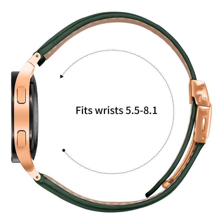 For Samsung Galaxy Watch 7 40 / 44mm Quick Release Lychee Texture Rose Gold Turtle Back Buckle Leather Watch Band(Green) - free shipping - PMC TechLife - Order now!