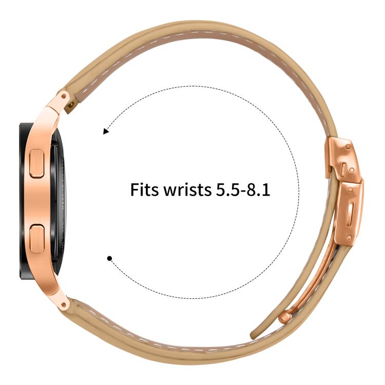For Samsung Galaxy Watch 7 40 / 44mm Quick Release Lychee Texture Rose Gold Turtle Back Buckle Leather Watch Band(Camel) - free shipping - PMC TechLife - Order now!