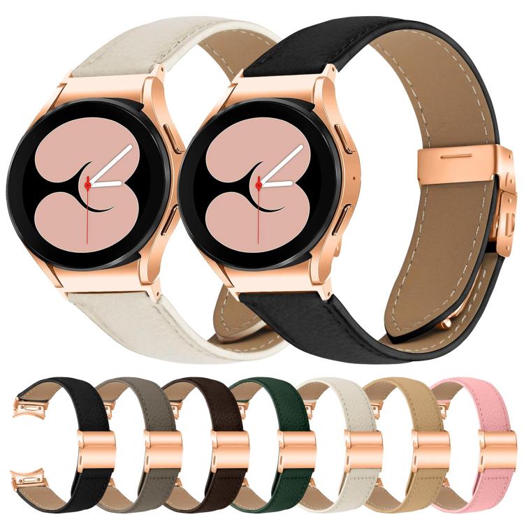 For Samsung Galaxy Watch 7 40 / 44mm Quick Release Lychee Texture Rose Gold Turtle Back Buckle Leather Watch Band(Coffee Color) - free shipping - PMC TechLife - Order now!