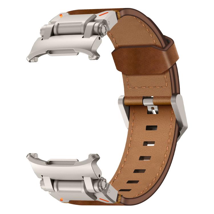 For Samsung Galaxy Watch Ultra 47mm / Ultra 2025 Explorer Stainless Steel Head Leather Watch Band(Titanium Crazy Horse) - free shipping - PMC TechLife - Order now!