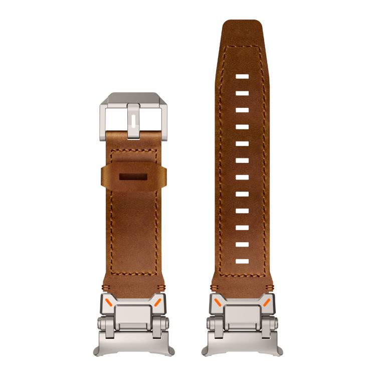 For Samsung Galaxy Watch Ultra 47mm / Ultra 2025 Explorer Stainless Steel Head Leather Watch Band(Titanium Crazy Horse) - free shipping - PMC TechLife - Order now!