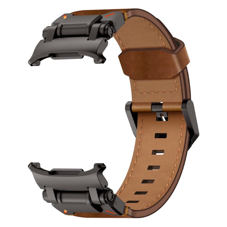 For Samsung Galaxy Watch Ultra 47mm / Ultra 2025 Explorer Stainless Steel Head Leather Watch Band(Black Crazy Horse) - free shipping - PMC TechLife - Order now!