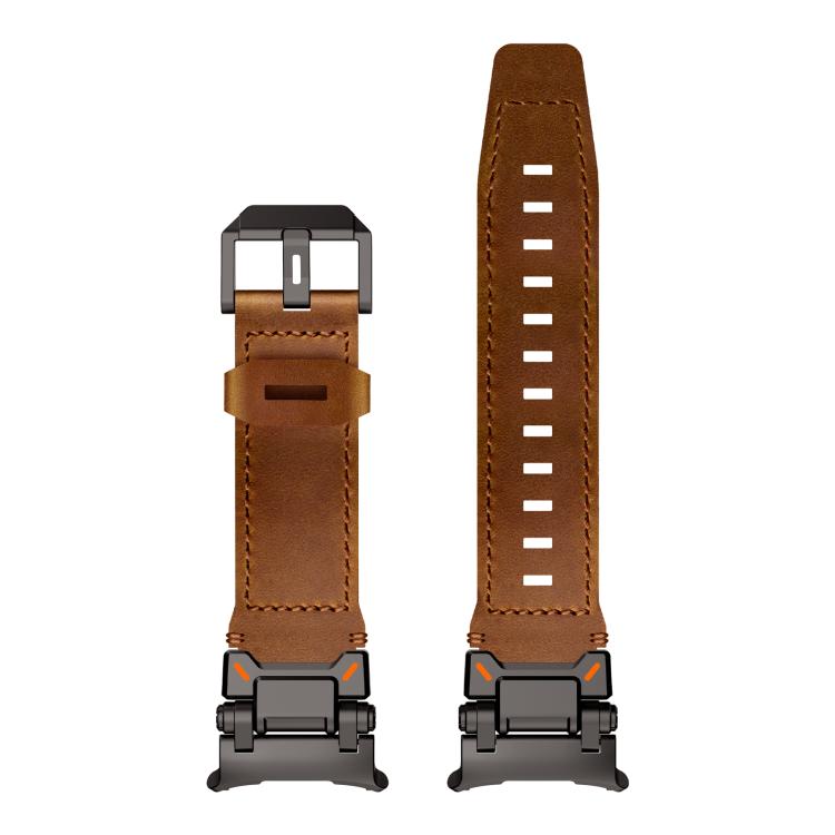 For Samsung Galaxy Watch Ultra 47mm / Ultra 2025 Explorer Stainless Steel Head Leather Watch Band(Black Crazy Horse) - free shipping - PMC TechLife - Order now!
