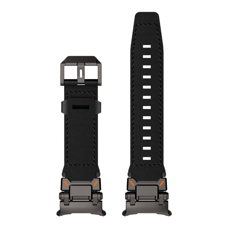 For Samsung Galaxy Watch Ultra 47mm Explorer Stainless Steel Head Leather Watch Band(Black) - Watch Bands by PMC TechLife | Online Shopping South Africa | PMC TechLife | Buy Now Pay Later Mobicred