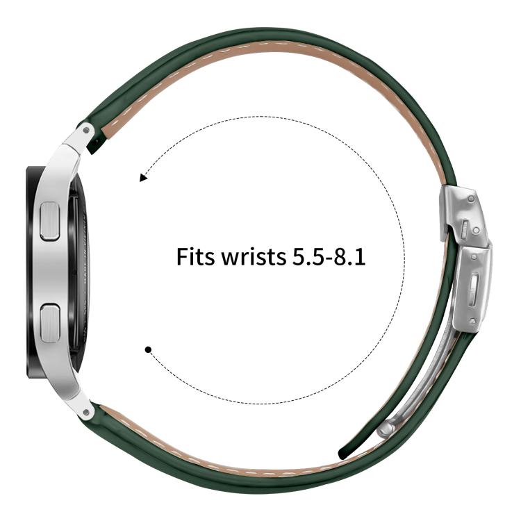For Samsung Galaxy Watch 7 40 / 44mm Quick Release Lychee Texture Silver Turtle Back Buckle Leather Watch Band(Green) - free shipping - PMC TechLife - Order now!