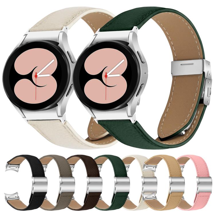 For Samsung Galaxy Watch 7 40 / 44mm Quick Release Lychee Texture Silver Turtle Back Buckle Leather Watch Band(Pink) - free shipping - PMC TechLife - Order now!