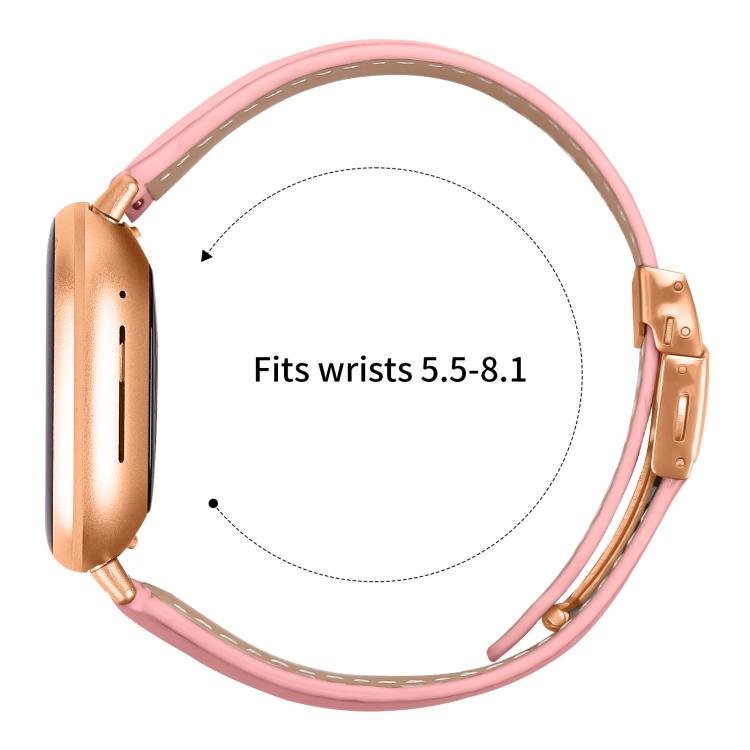 For Fitbit Versa 3 / 4 Lychee Texture Rose Gold Turtle Back Buckle Leather Watch Band(Pink) - free shipping - PMC TechLife - Order now!