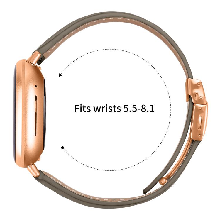 For Fitbit Versa 3 / 4 Lychee Texture Rose Gold Turtle Back Buckle Leather Watch Band(Gray) - free shipping - PMC TechLife - Order now!