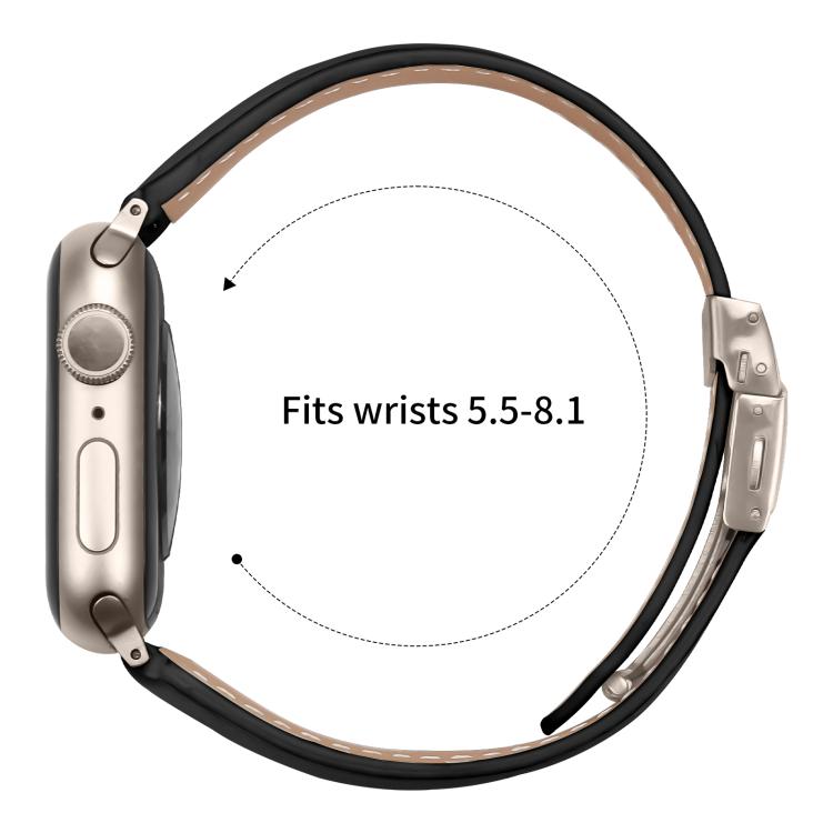 For Apple Watch 42mm / 41mm / 40mm / 38mm Lychee Texture Starlight Turtle Back Buckle Leather Watch Band(Black) - Watch Bands by PMC TechLife | Online Shopping South Africa | PMC TechLife | Buy Now Pay Later Mobicred