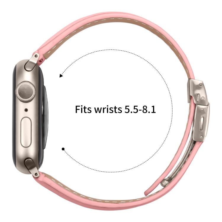 For Apple Watch 46mm / 49mm / 45mm / 44mm Lychee Texture Starlight Turtle Back Buckle Leather Watch Band(Pink) - Watch Bands by PMC TechLife | Online Shopping South Africa | PMC TechLife | Buy Now Pay Later Mobicred