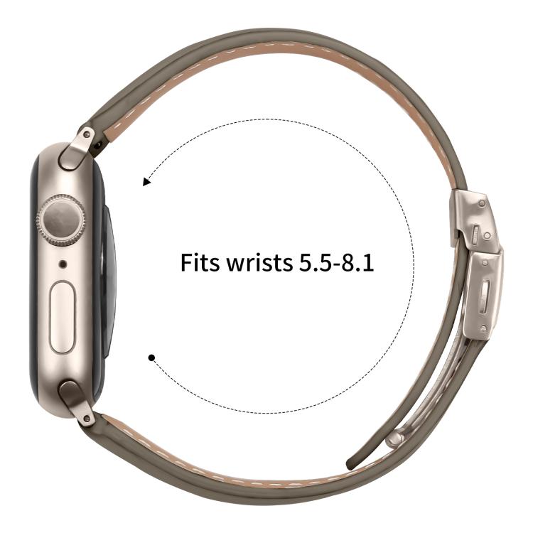 For Apple Watch 46mm / 49mm / 45mm / 44mm Lychee Texture Starlight Turtle Back Buckle Leather Watch Band(Gray) - Watch Bands by PMC TechLife | Online Shopping South Africa | PMC TechLife | Buy Now Pay Later Mobicred