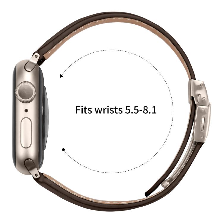 For Apple Watch 46mm / 49mm / 45mm / 44mm Lychee Texture Starlight Turtle Back Buckle Leather Watch Band(Coffee Color) - Watch Bands by PMC TechLife | Online Shopping South Africa | PMC TechLife | Buy Now Pay Later Mobicred