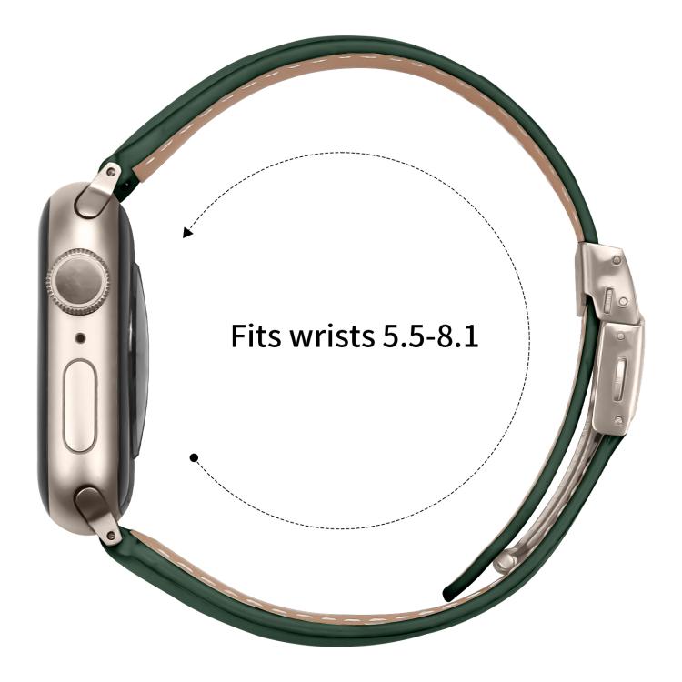 For Apple Watch 46mm / 49mm / 45mm / 44mm Lychee Texture Starlight Turtle Back Buckle Leather Watch Band(Green) - Watch Bands by PMC TechLife | Online Shopping South Africa | PMC TechLife | Buy Now Pay Later Mobicred
