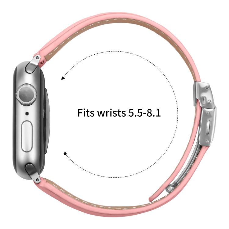 For Apple Watch 46mm / 49mm / 45mm / 44mm Lychee Texture Silver Turtle Back Buckle Leather Watch Band(Pink) - free shipping - PMC TechLife - Order now!