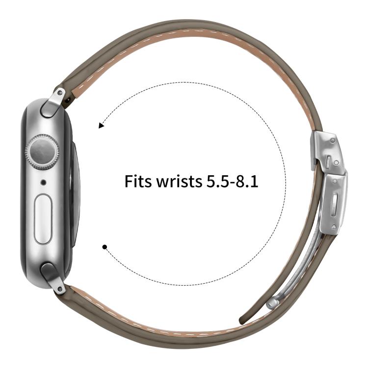 For Apple Watch 42mm / 41mm / 40mm / 38mm Lychee Texture Silver Turtle Back Buckle Leather Watch Band(Gray) - free shipping - PMC TechLife - Order now!